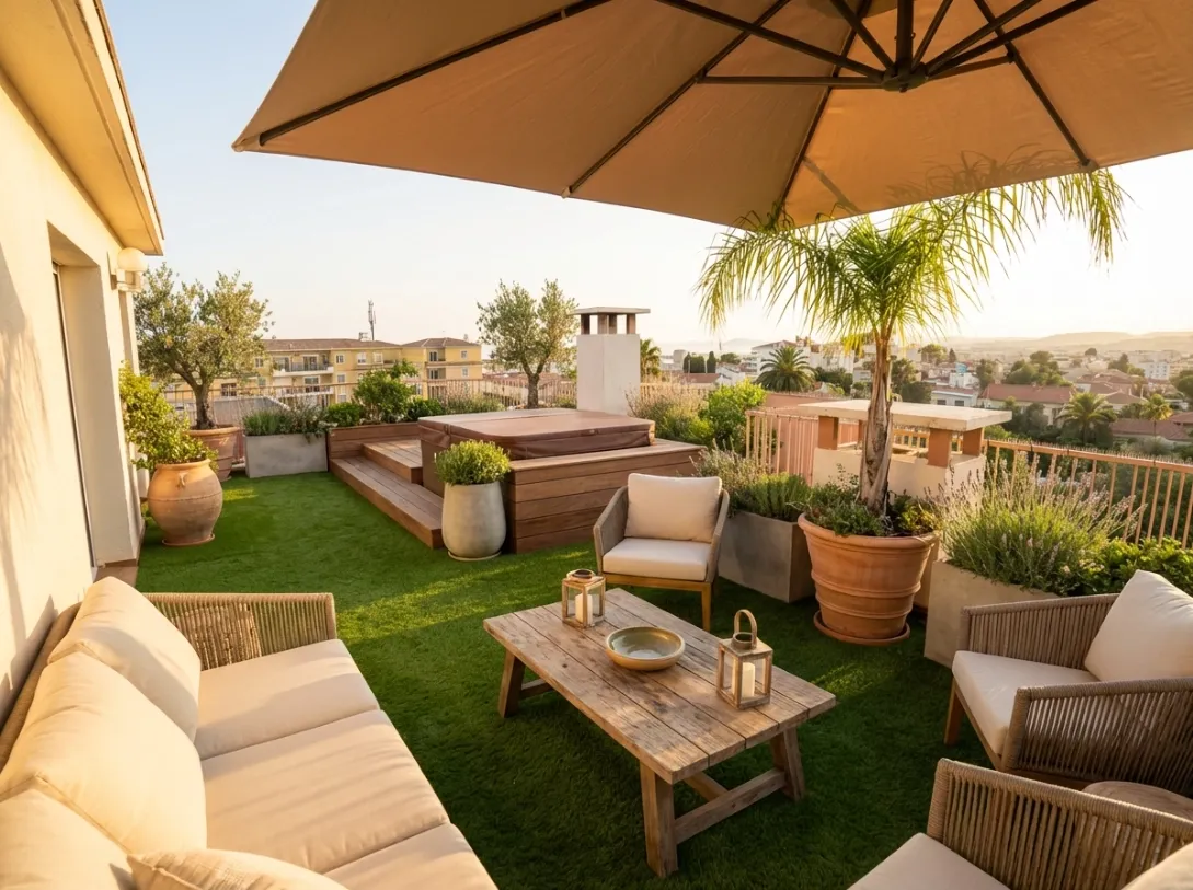  Terrasse rooftop en gazon synthétique pour créer un espace extérieur chaleureux en ville