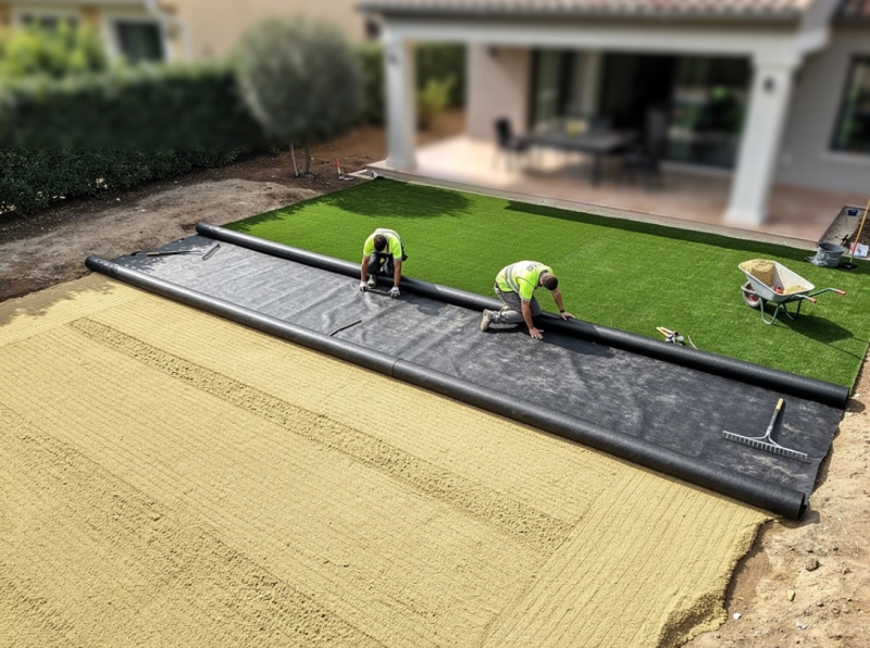 Quelles sont les différentes techniques pour empêcher les mauvaises herbes de pousser sous un gazon synthétique ?